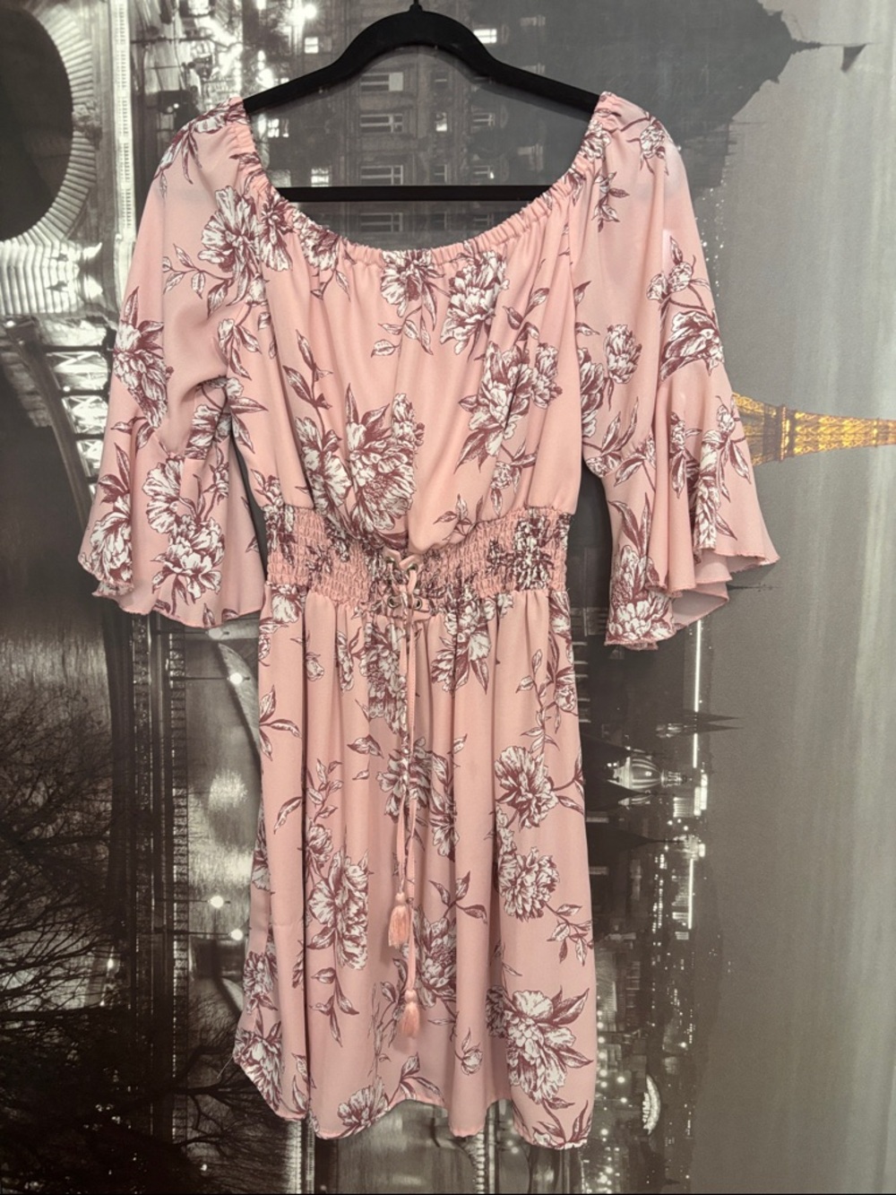 Pink Floral Off-Shoulder Dress - Women Bailey blue
